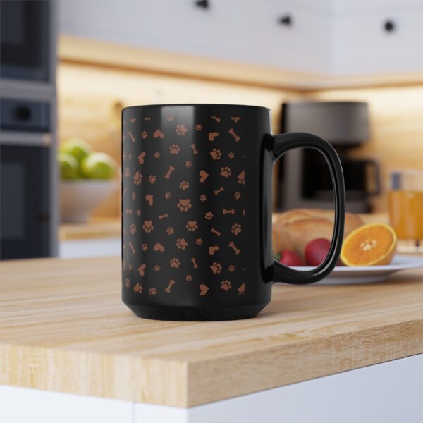 Paw Print Black Mug - 15oz Pet Lover Coffee Cup - Image 2